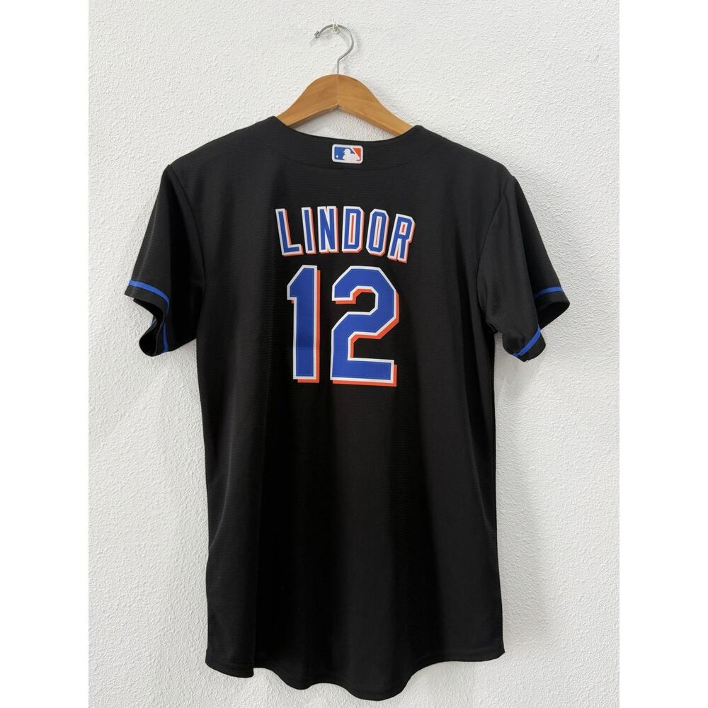 francisco lindor black mets jersey Authentic Baseball Youth Large - Picture 2 of 3